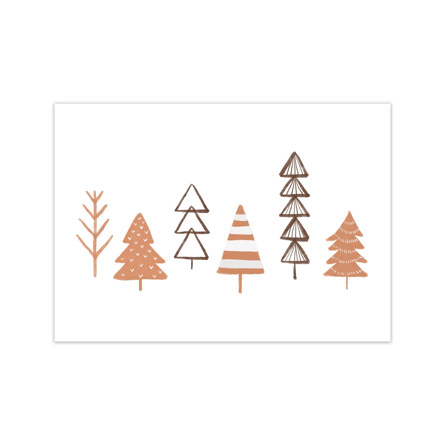 Winter Trees Illustration Christmas Art Print by Orara Studio Print Only