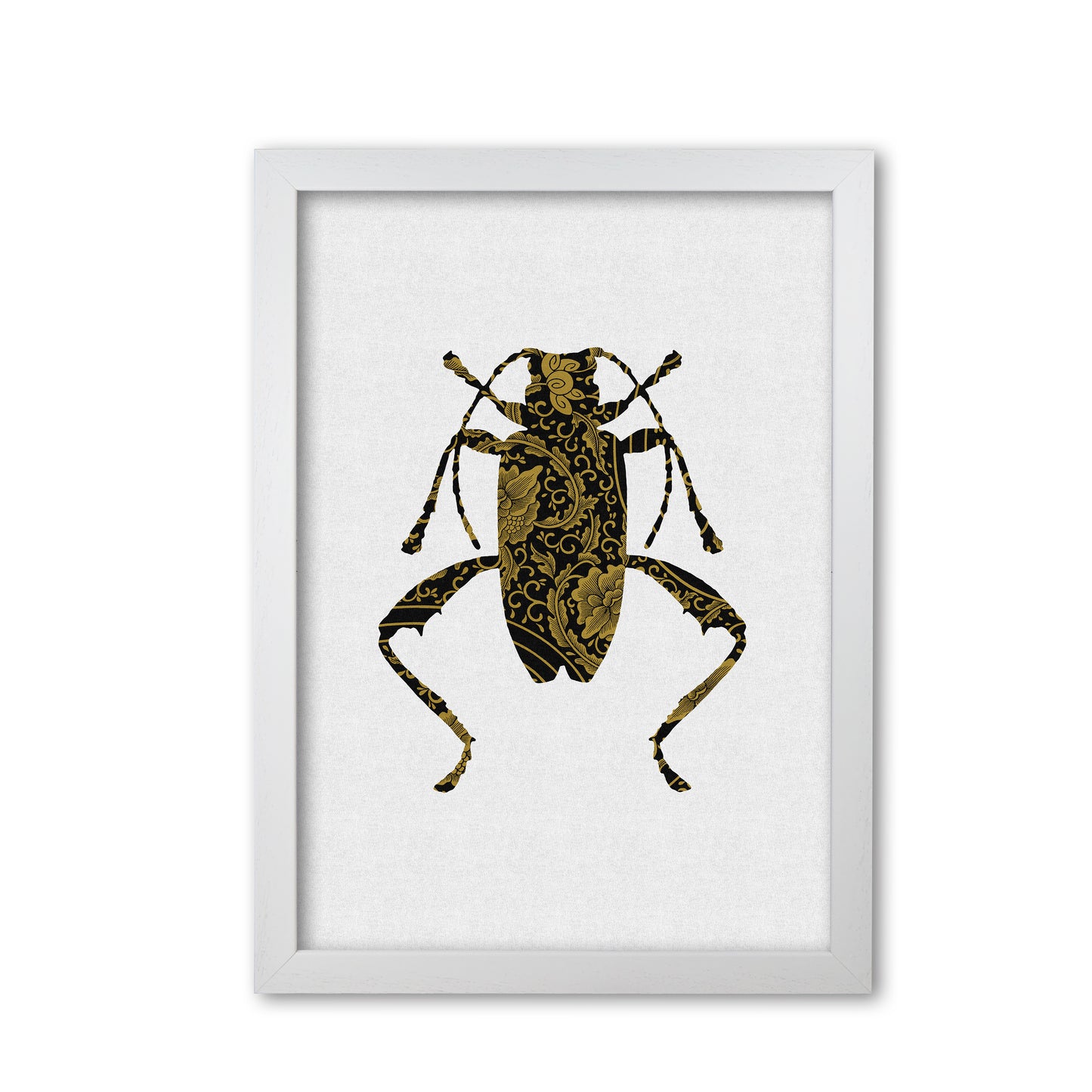Black And Gold Beetle III Print By Orara Studio Animal Art Print White Grain