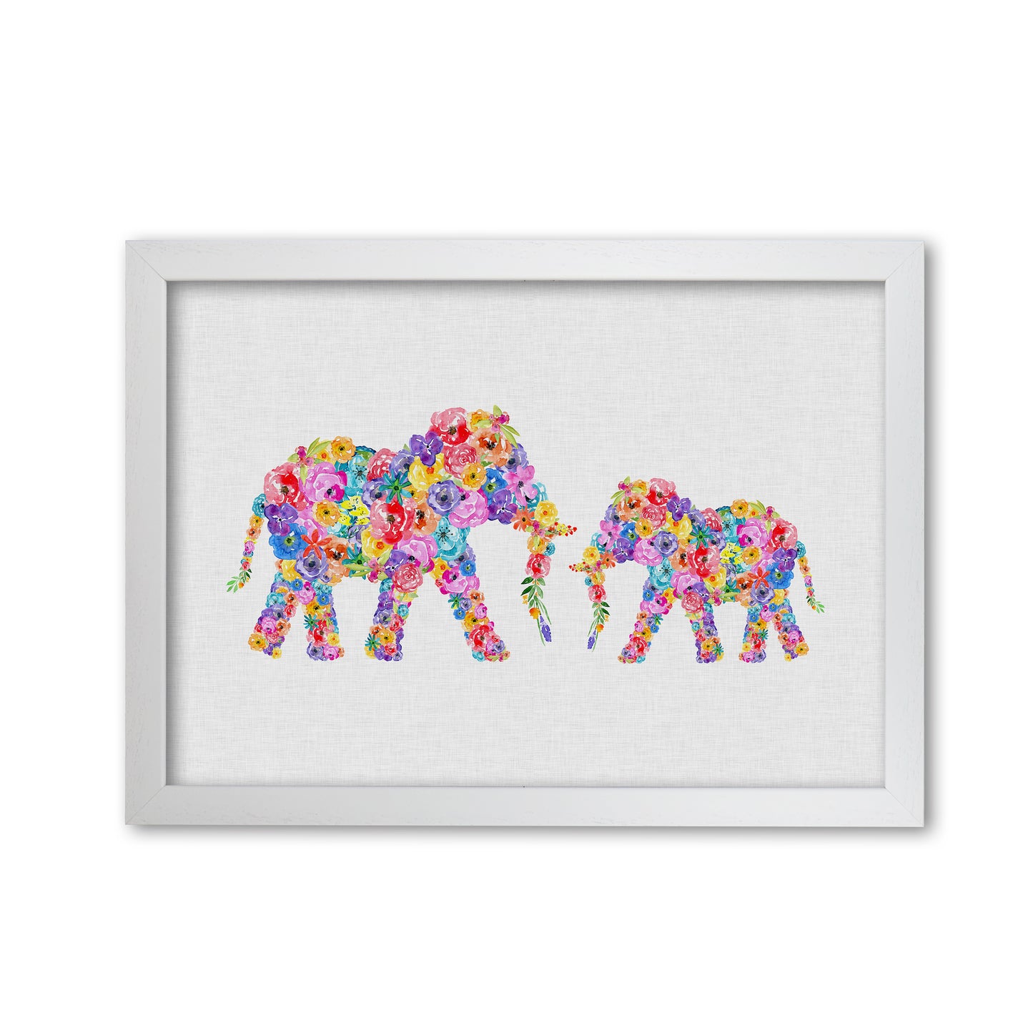 Floral Elephants Print By Orara Studio Animal Art Print White Grain