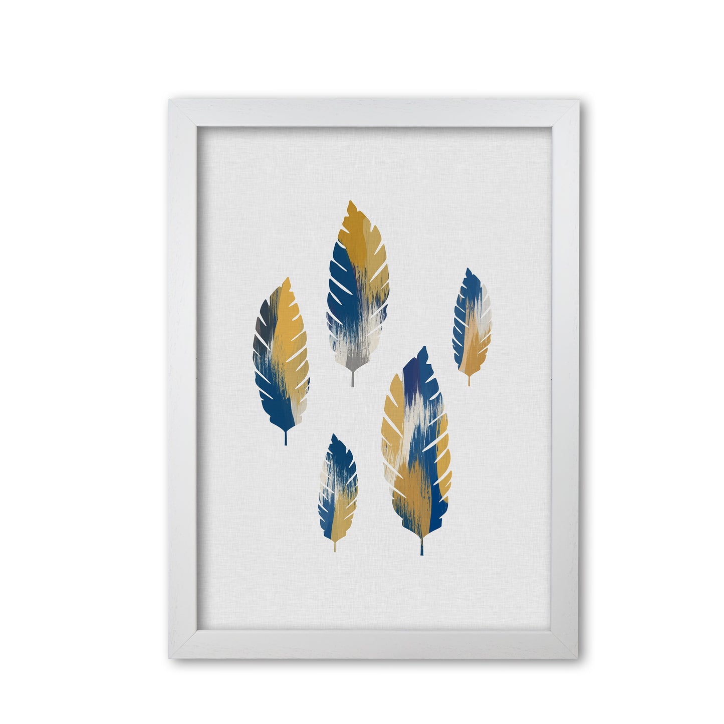 Leaves Blue & Yellow Print By Orara Studio White Grain