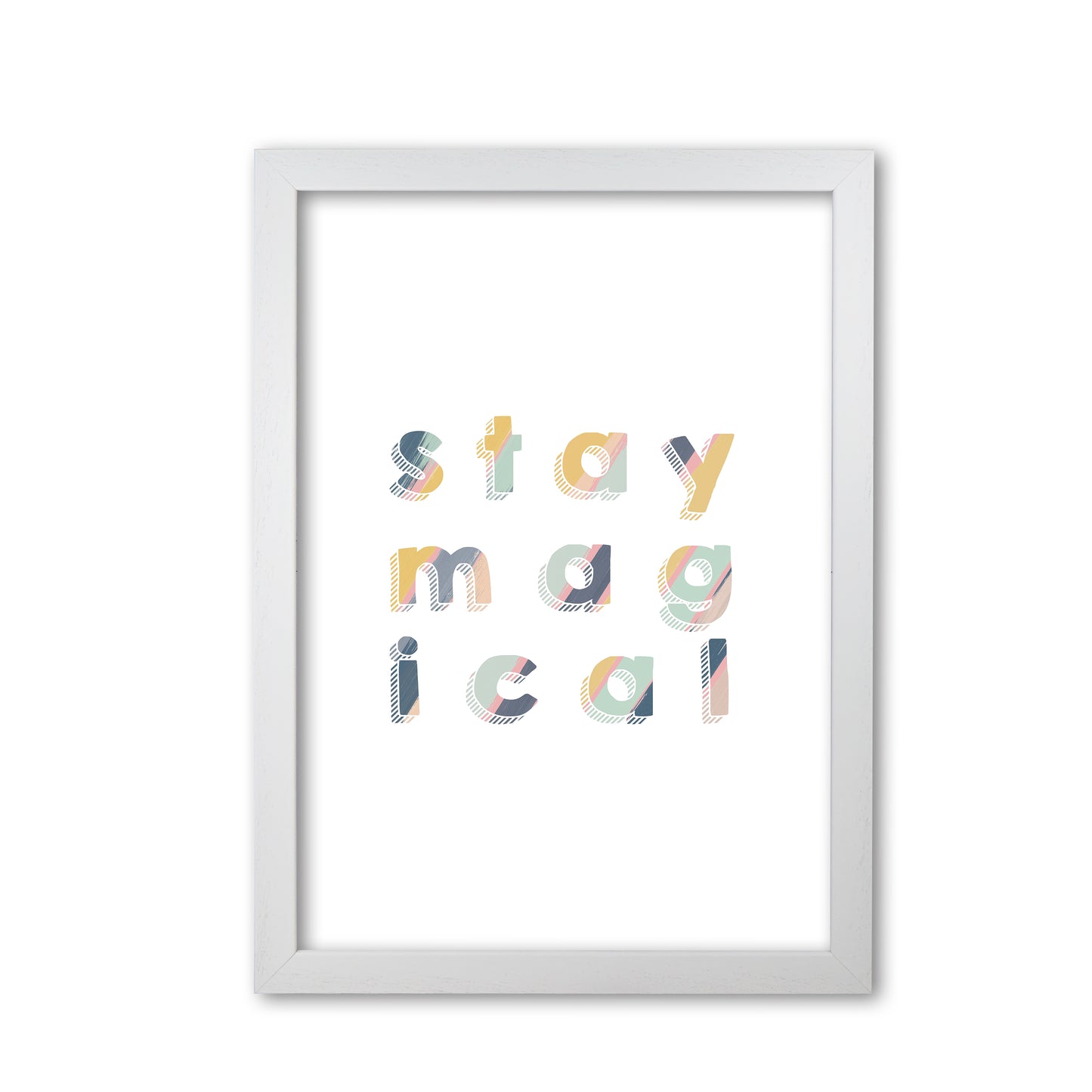 Stay Magical Print By Orara Studio, Framed Childrens Nursey Wall Art Poster White Grain