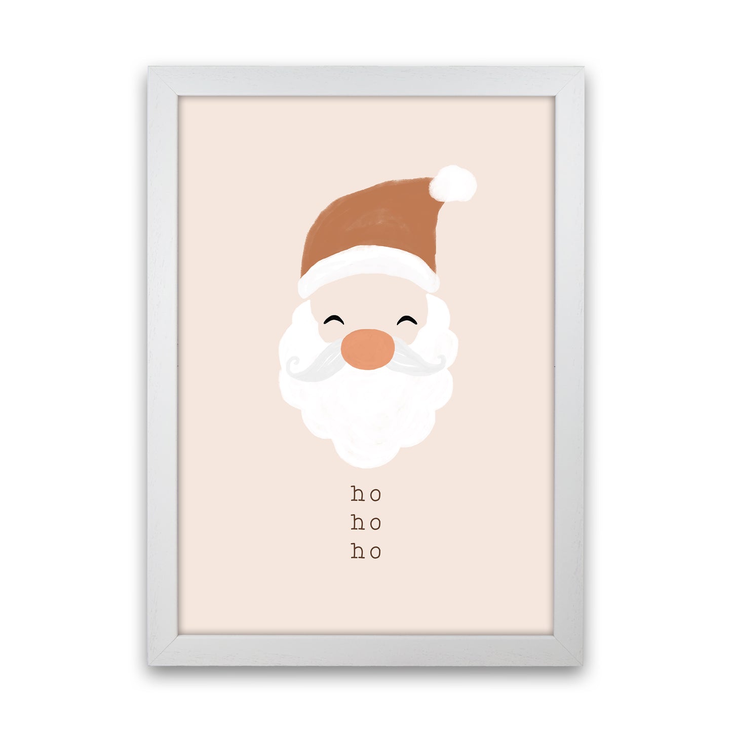 Ho Ho Ho Santa Christmas Art Print by Orara Studio White Grain
