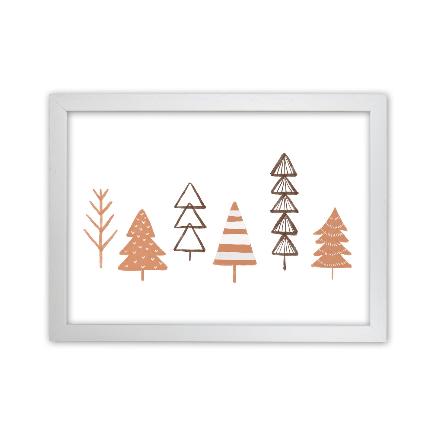 Winter Trees Illustration Christmas Art Print by Orara Studio White Grain