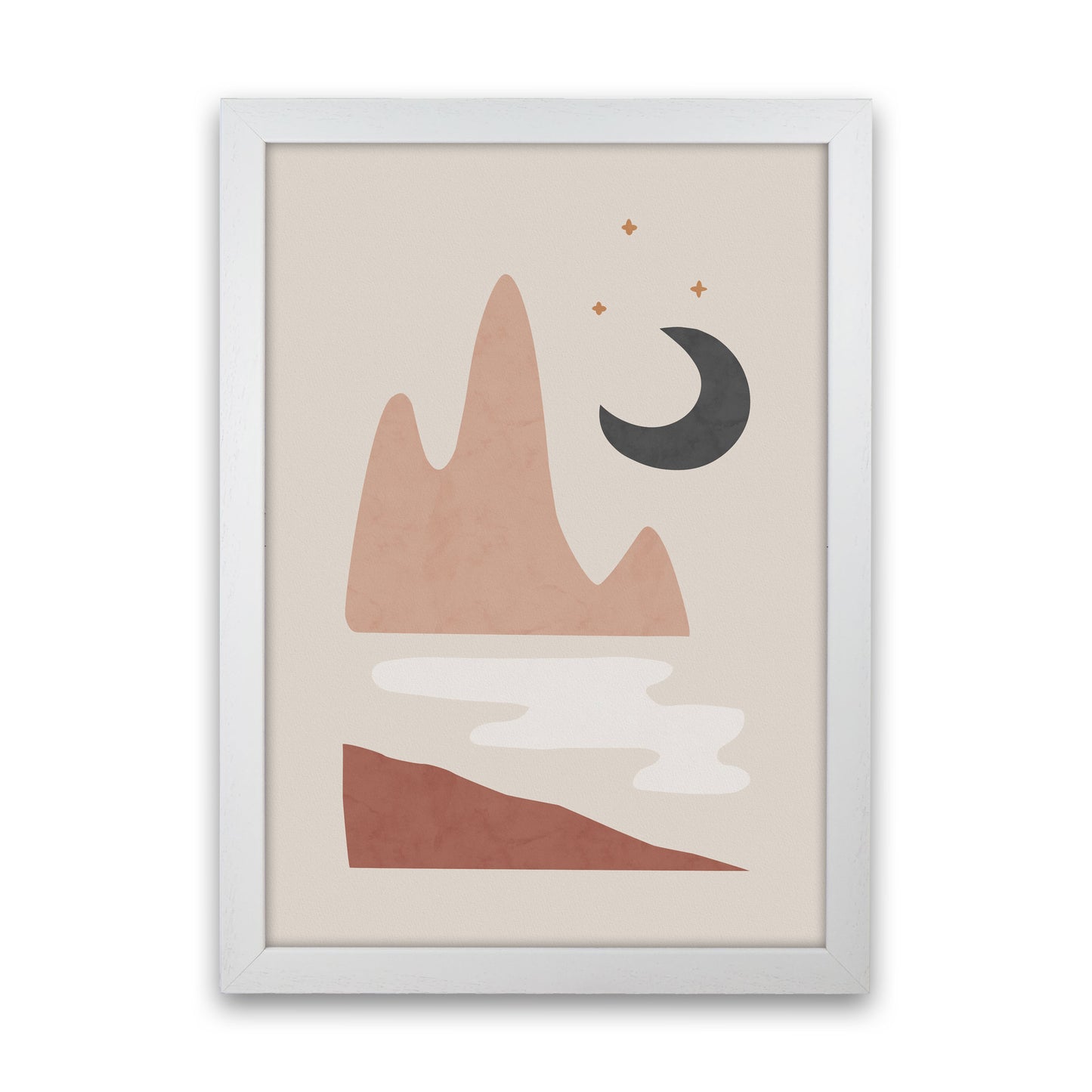 Landscape & Moon Art Print by Orara Studio White Grain