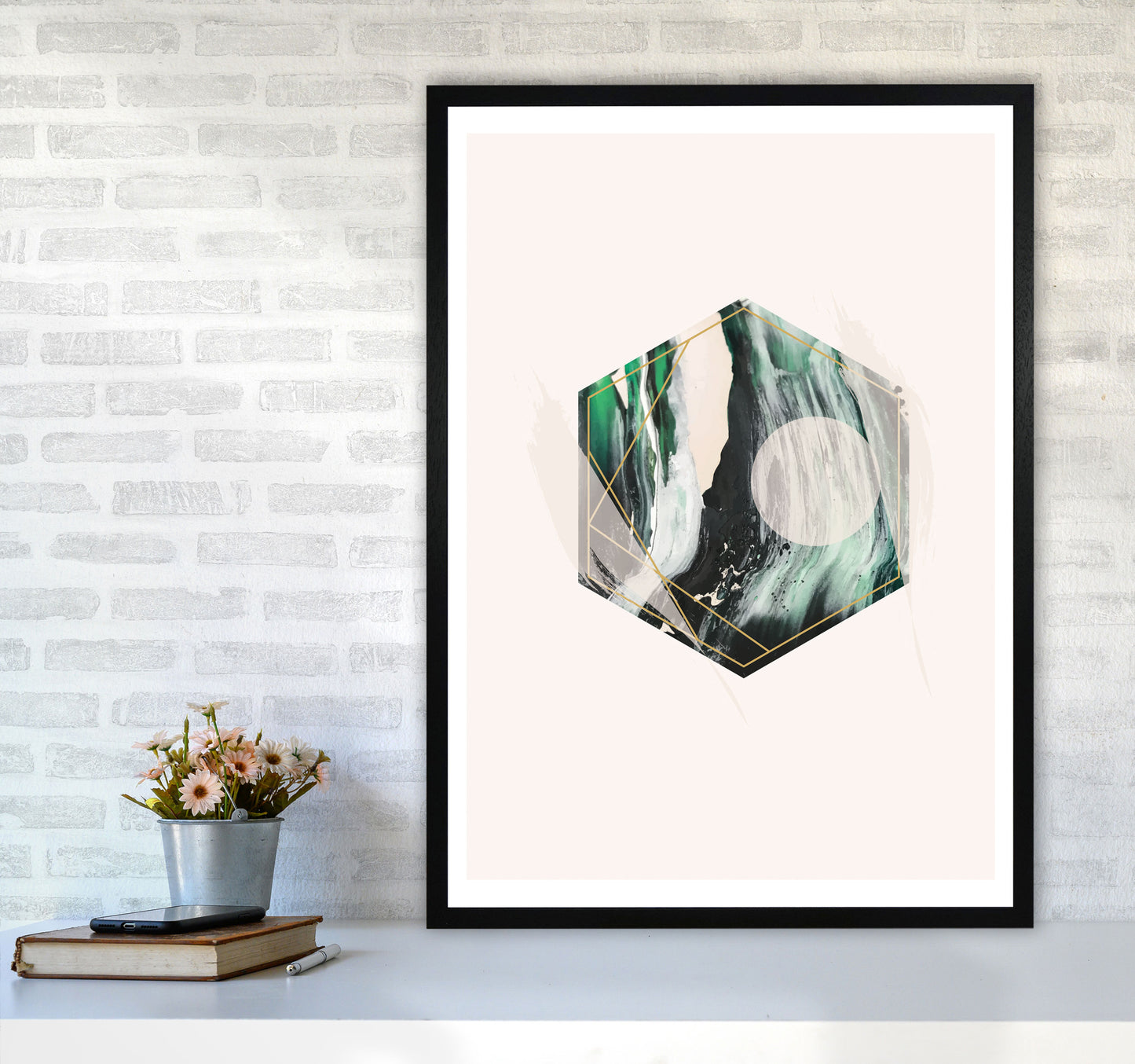 Random Geo Styles 1 Modern Print A1 White Frame