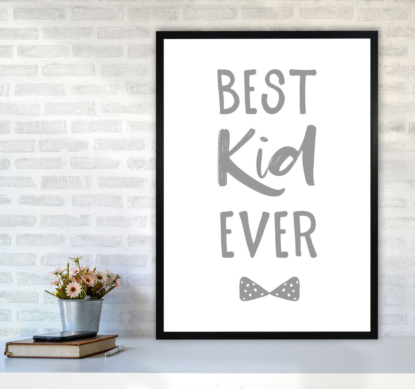 Best Kid Ever Grey Framed Nursey Wall Art Print A1 White Frame