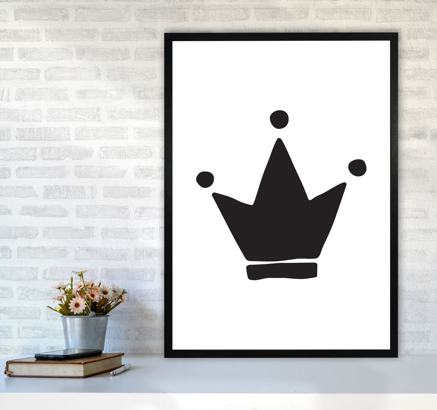 Black Crown Modern Print A1 White Frame