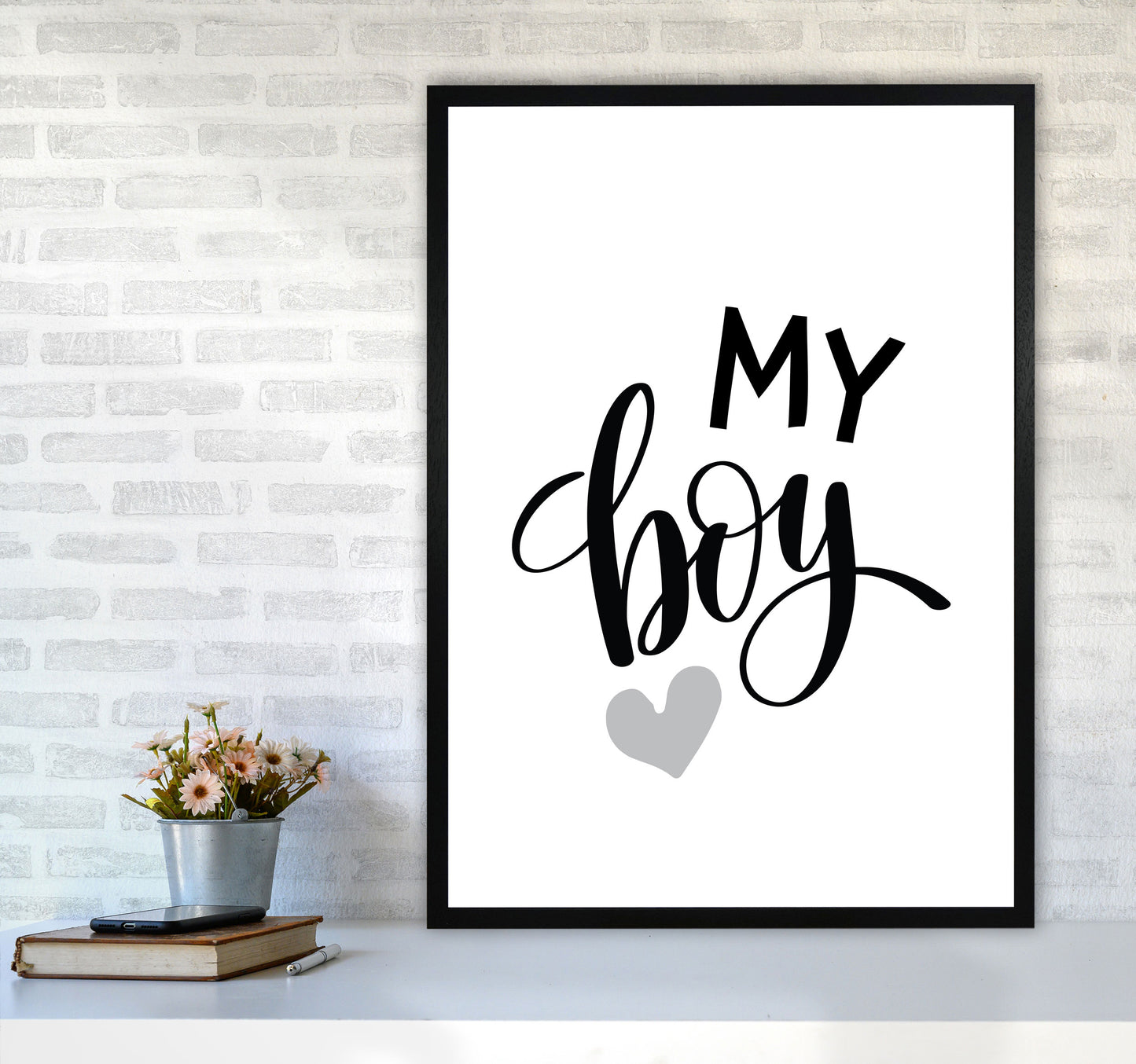 My Boy Black Framed Nursey Wall Art Print A1 White Frame