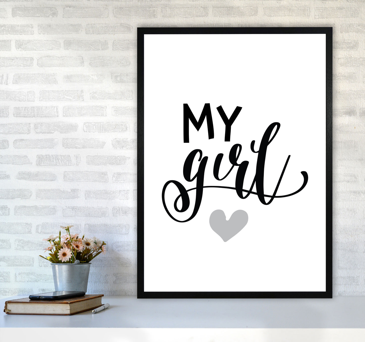 My Girl Black Framed Nursey Wall Art Print A1 White Frame
