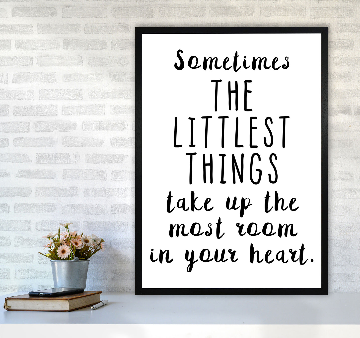 The Littlest Things Black Modern Print A1 White Frame