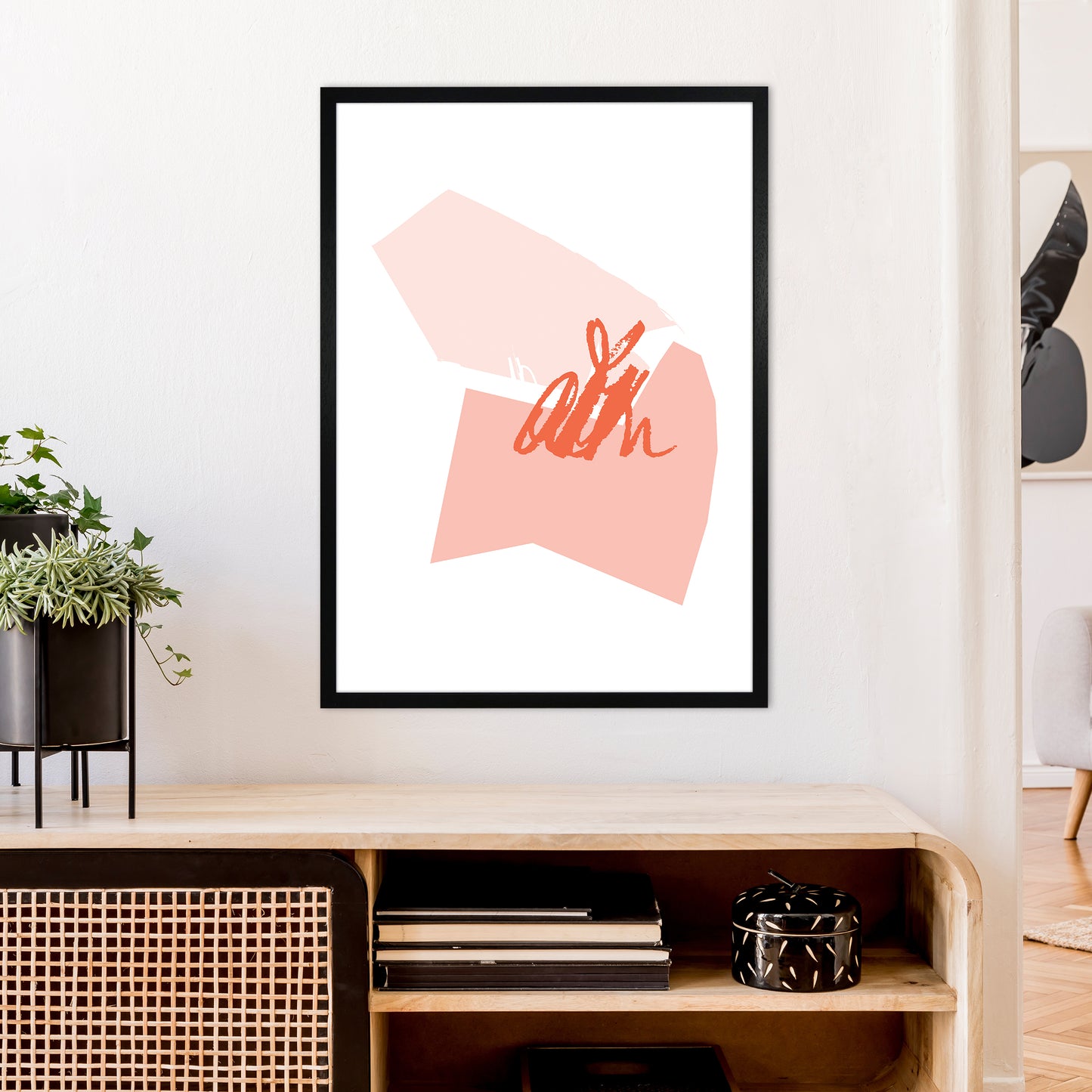 Pink And Coral Palette Shapes Art Print by Pixy Paper A1 White Frame