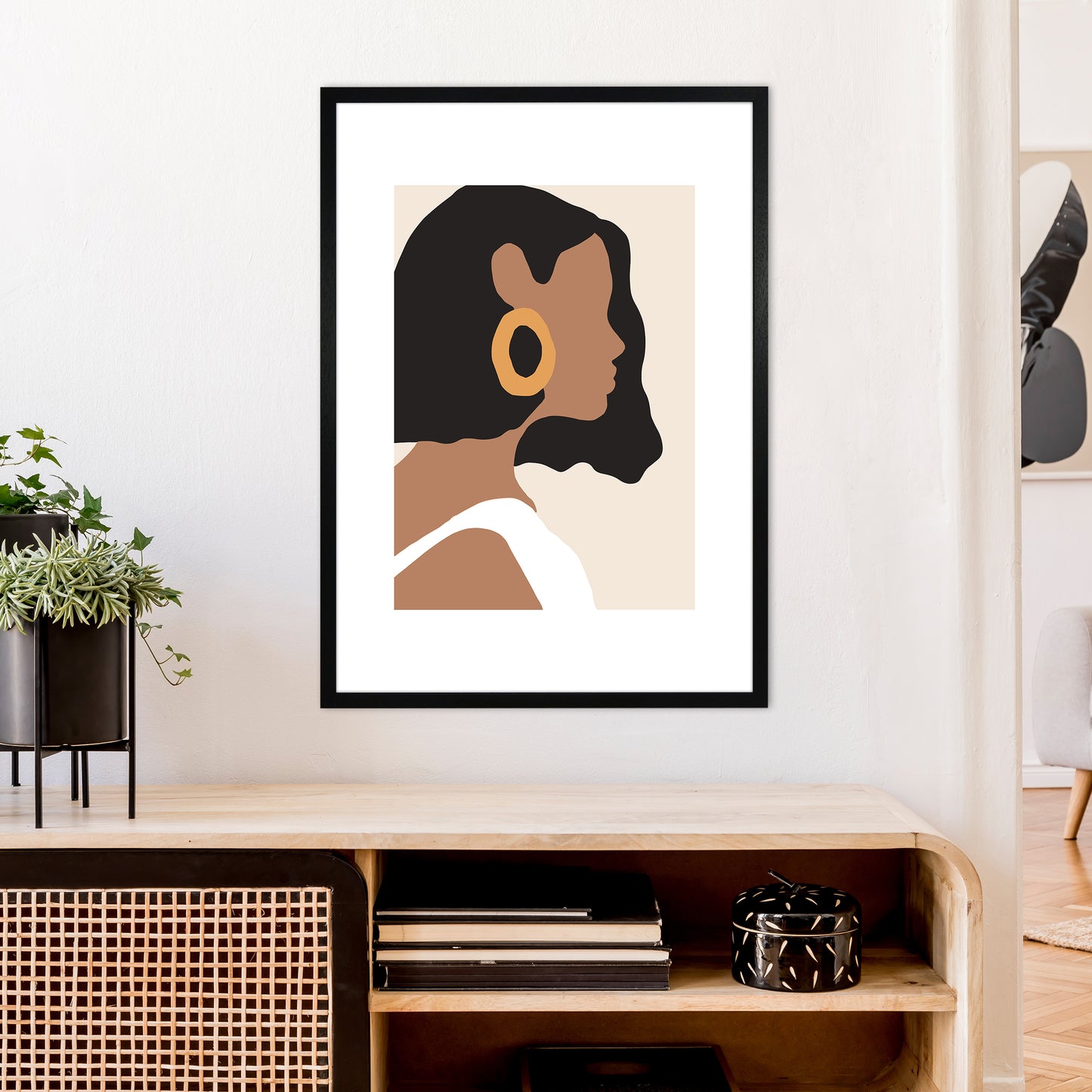 Mica Girl With Earring N6 Art Print by Pixy Paper A1 White Frame