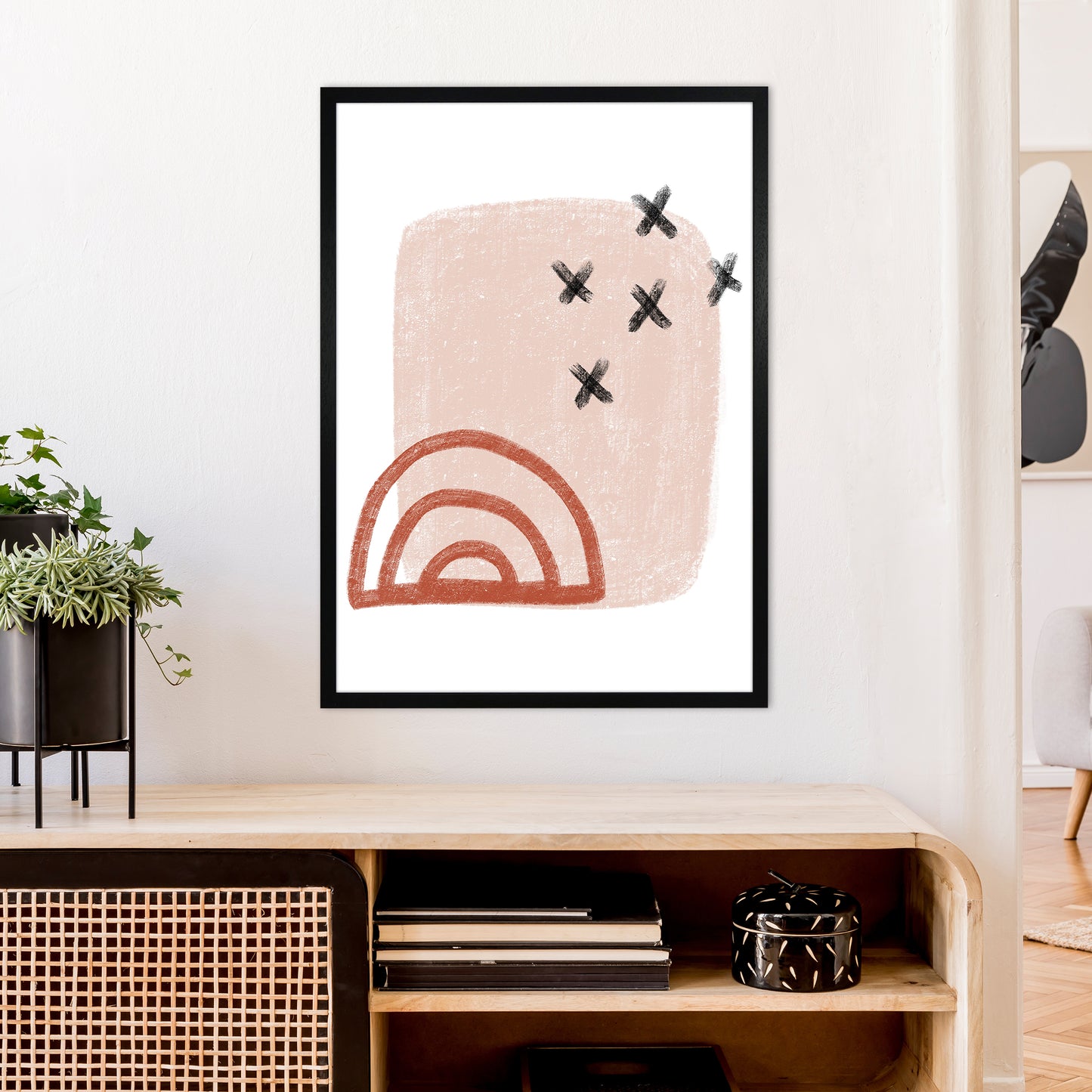 Dalia Chalk Red Rainbow Art Print by Pixy Paper A1 White Frame