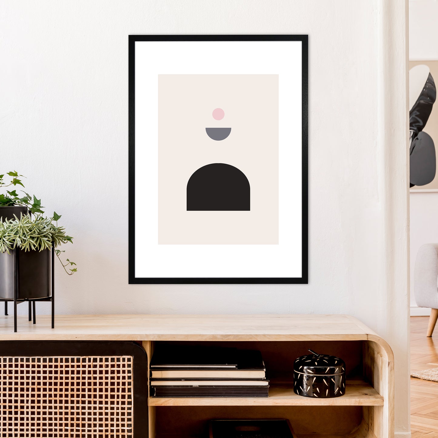 Mila Pink Abstract N13 Art Print by Pixy Paper A1 White Frame