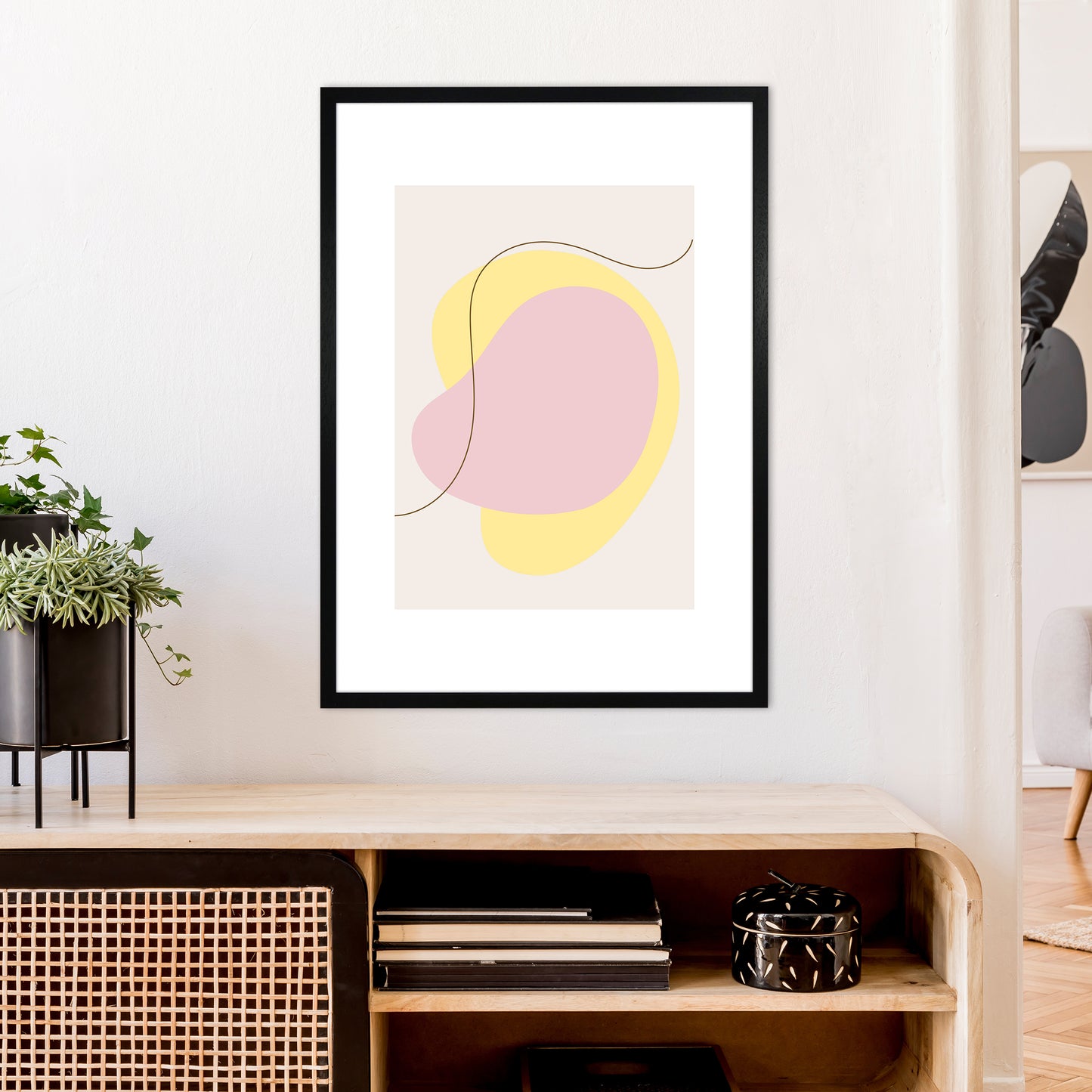 Mila Pink Abstract N22 Art Print by Pixy Paper A1 White Frame