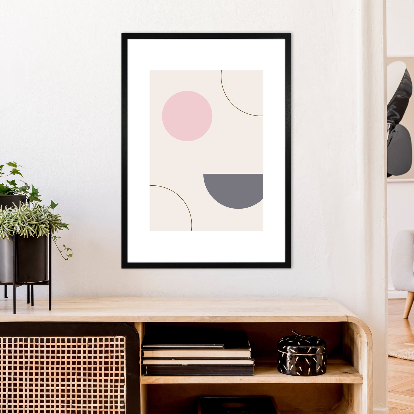 Mila Pink Abstract N23 Art Print by Pixy Paper A1 White Frame