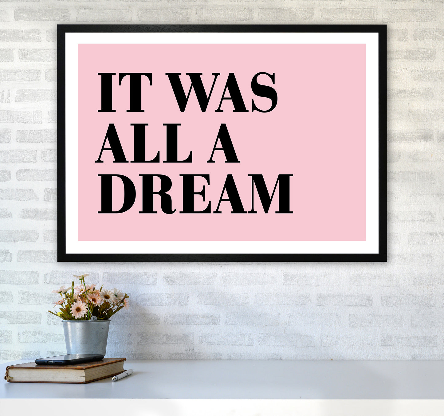 It Was All A Dream Neon Funk Art Print by Pixy Paper A1 White Frame