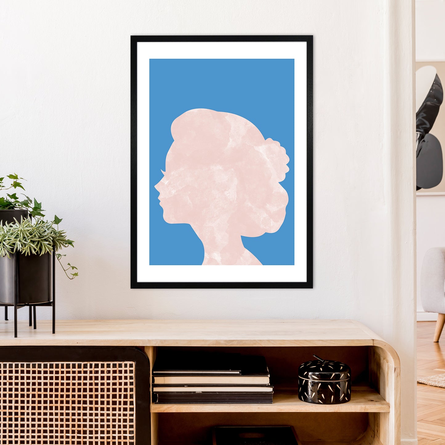 Marble Head Blue Art Print by Pixy Paper A1 White Frame