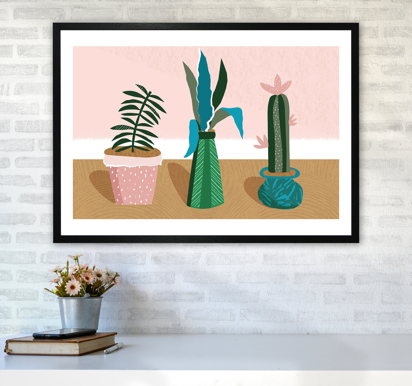 Plant Collection Jungle Abstract Art Print by Pixy Paper A1 White Frame