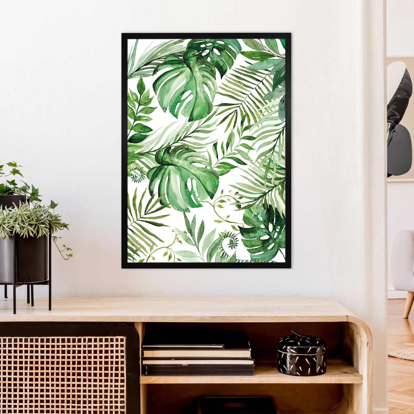 Full Page Leaves Exotic Art Print by Pixy Paper A1 White Frame