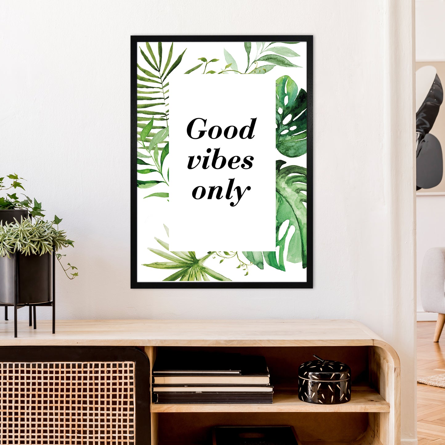 Good Vibes Only Exotic Art Print by Pixy Paper A1 White Frame