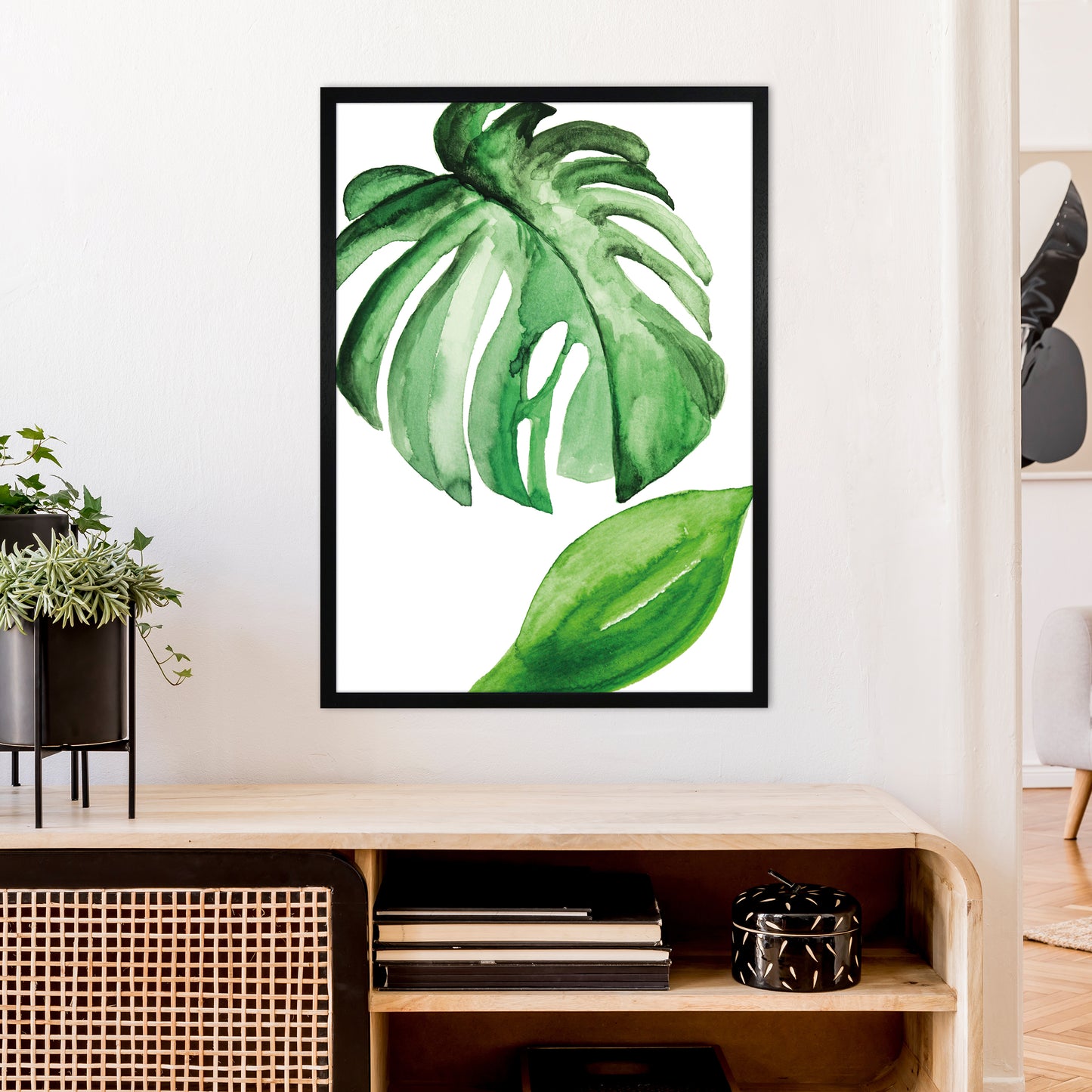 Large Leaf Exotic Art Print by Pixy Paper A1 White Frame