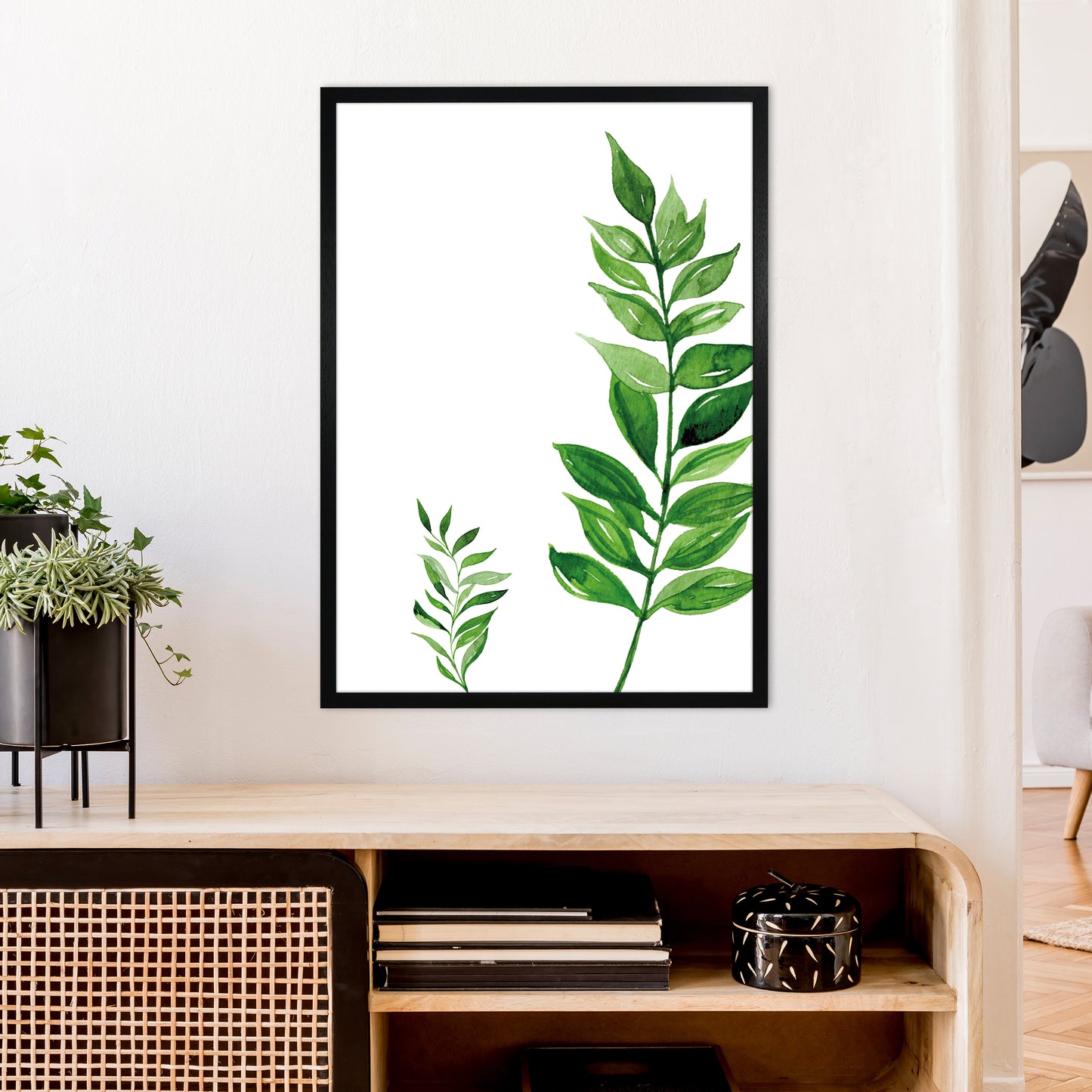 Side Leaf Exotic Art Print by Pixy Paper A1 White Frame