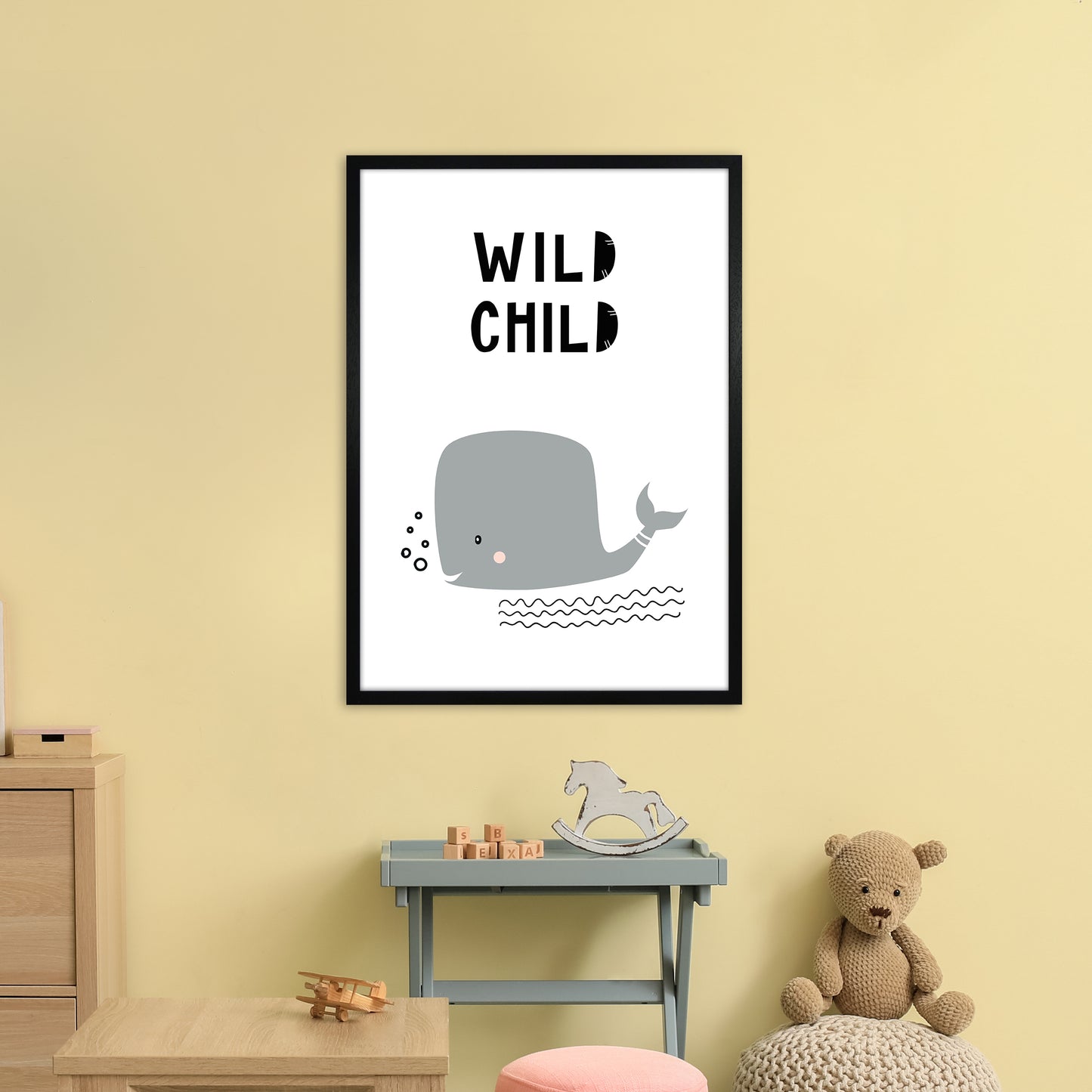 Wild Child Whale Animal Art Print by Pixy Paper A1 White Frame