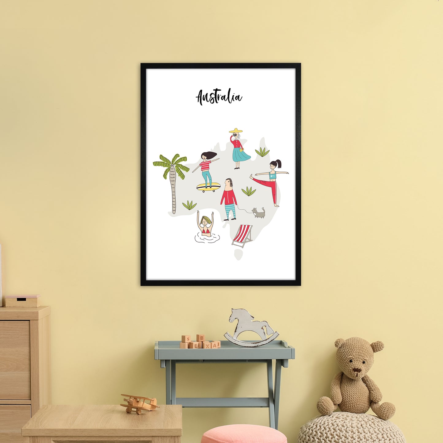 Australia Map Art Print by Pixy Paper A1 White Frame