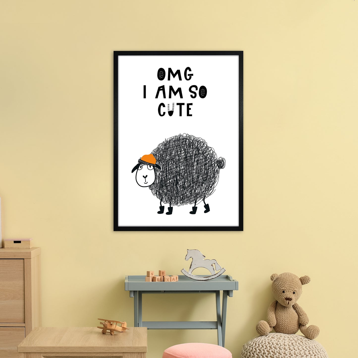 Omg I Am So Cute Animal Pop Art Print by Pixy Paper A1 White Frame