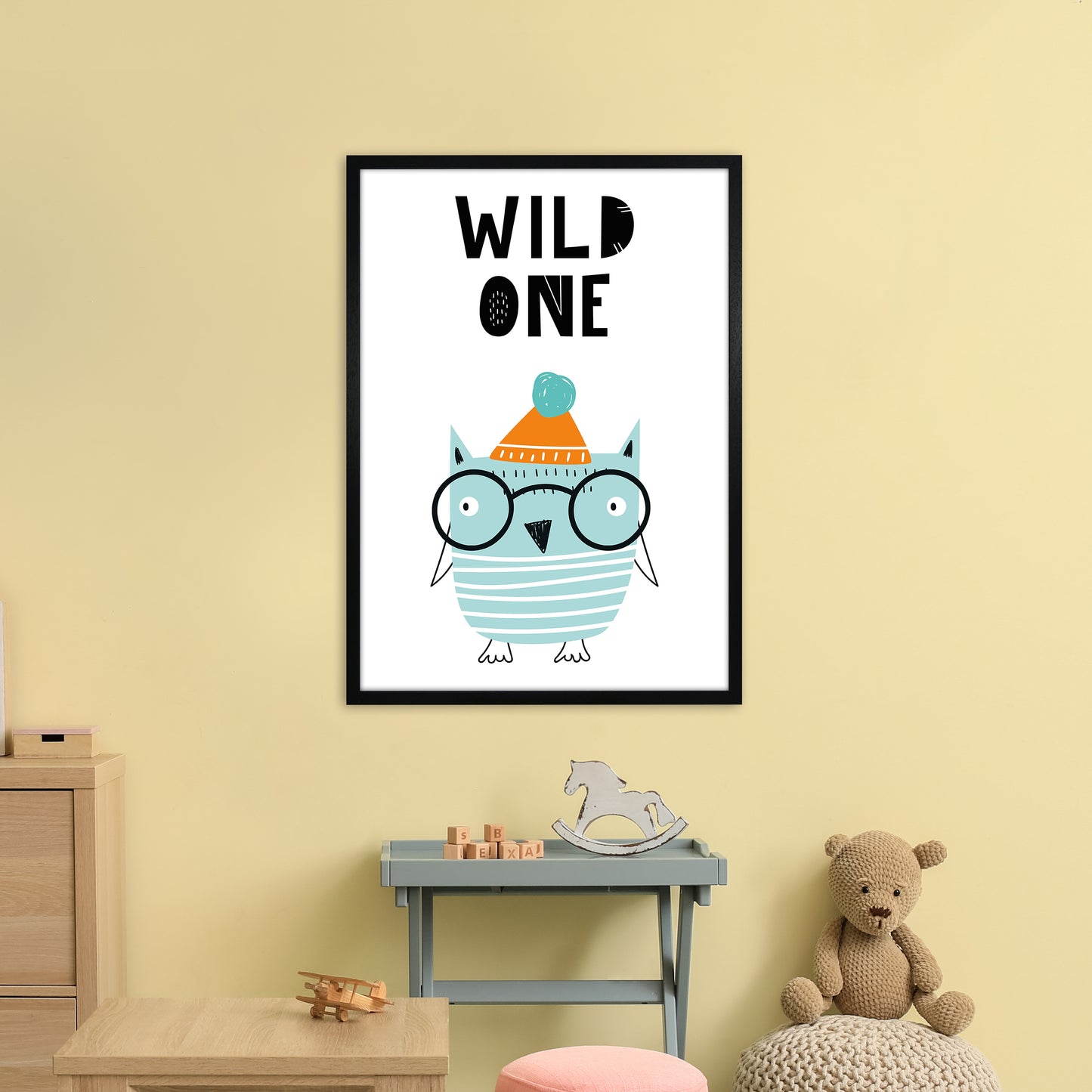 Wild One Owl Animal Pop Art Print by Pixy Paper A1 White Frame
