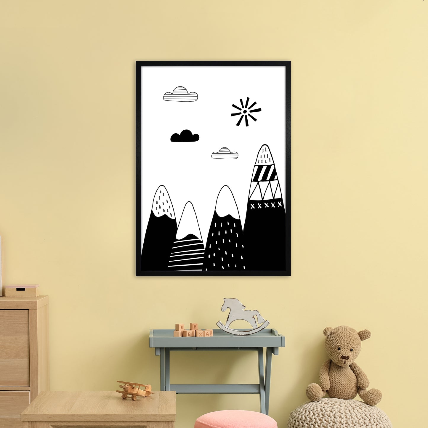 Scandinavian Mountains Art Print by Pixy Paper A1 White Frame