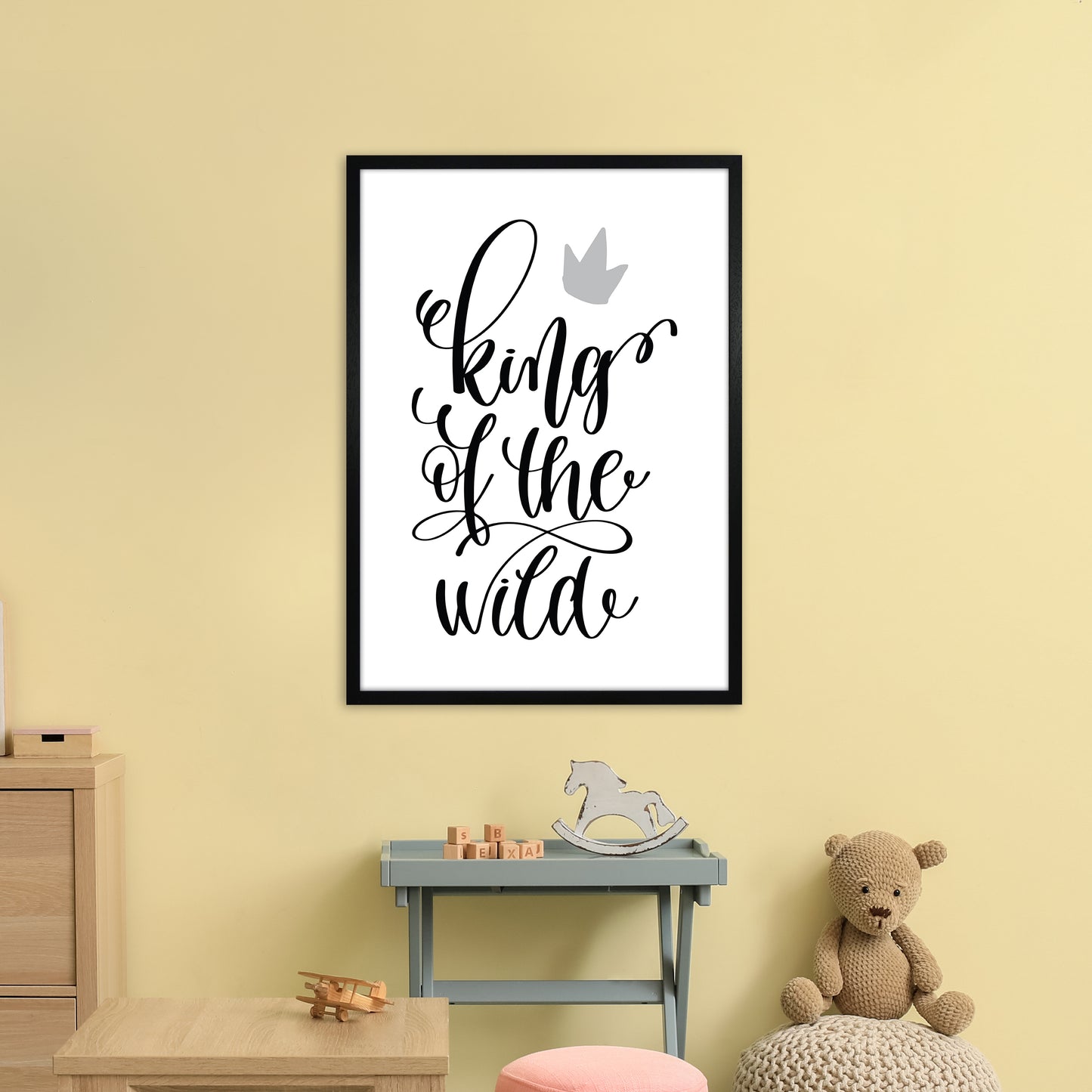King Of The Wild Black Art Print by Pixy Paper A1 White Frame