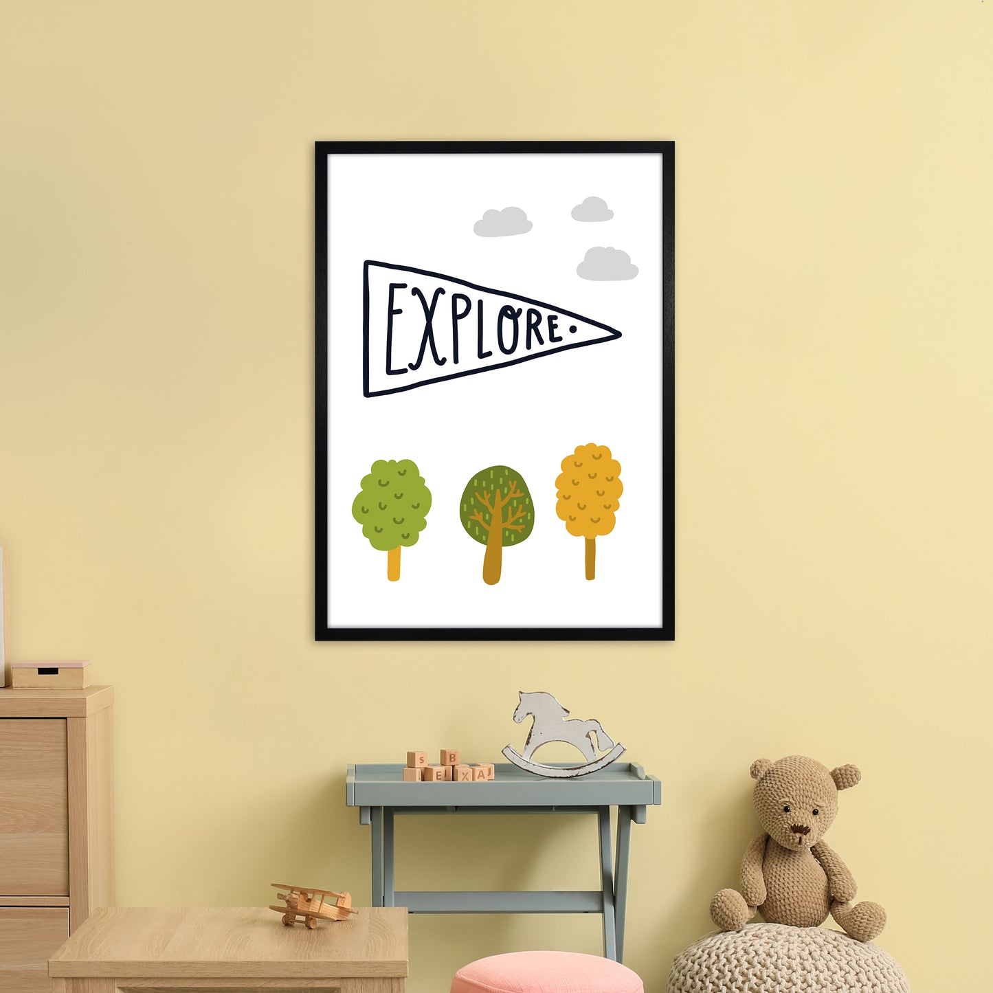 Little Explorer Sign Art Print by Pixy Paper A1 White Frame
