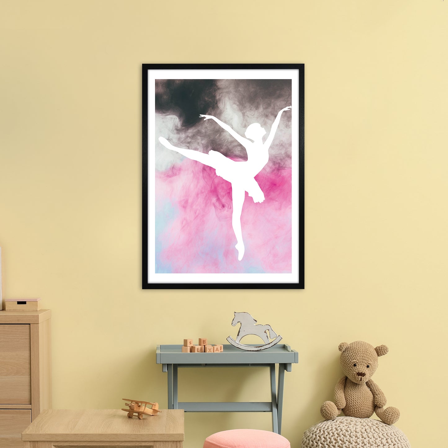 Ballerina Watercolour Art Print by Pixy Paper A1 White Frame