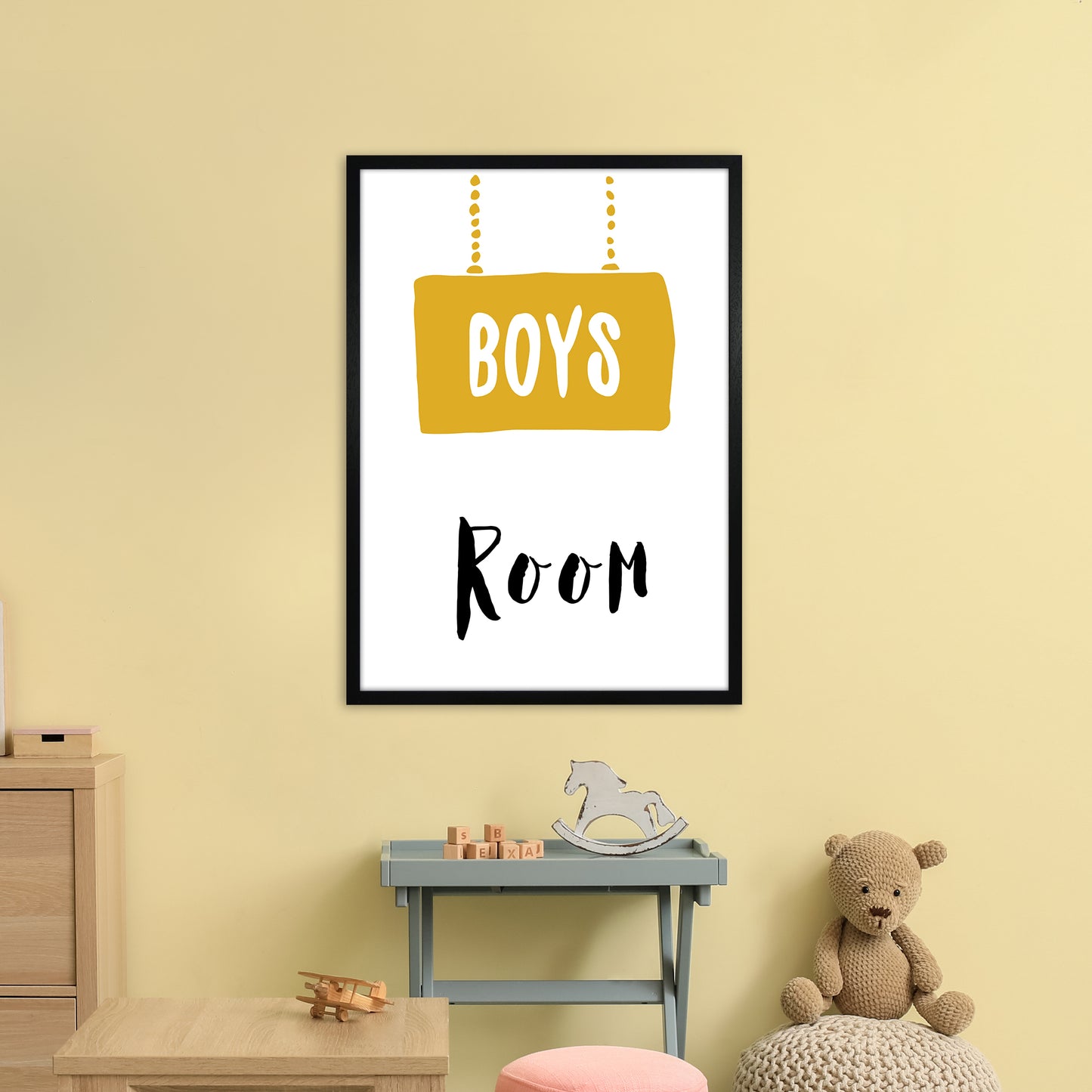 Boys Room Mustard Art Print by Pixy Paper A1 White Frame