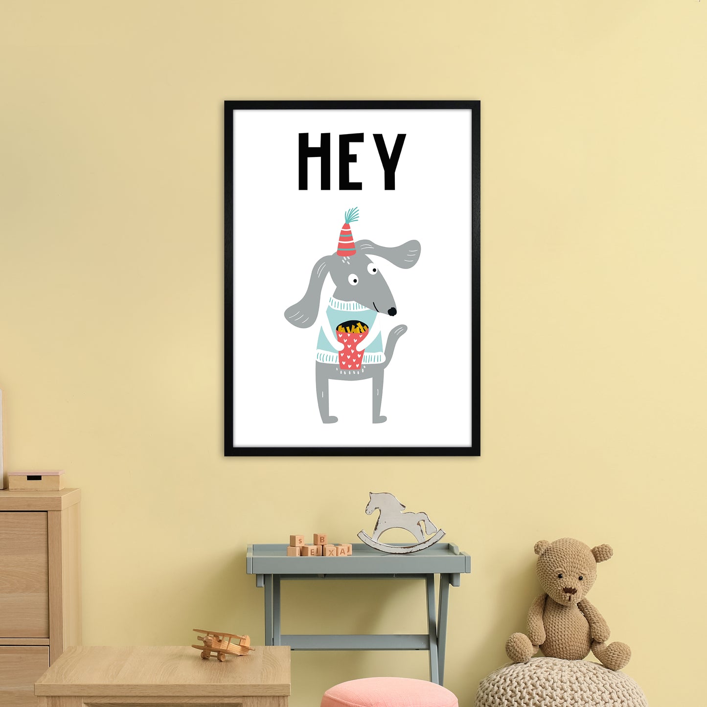 Hey Animal Pop Art Print by Pixy Paper A1 White Frame