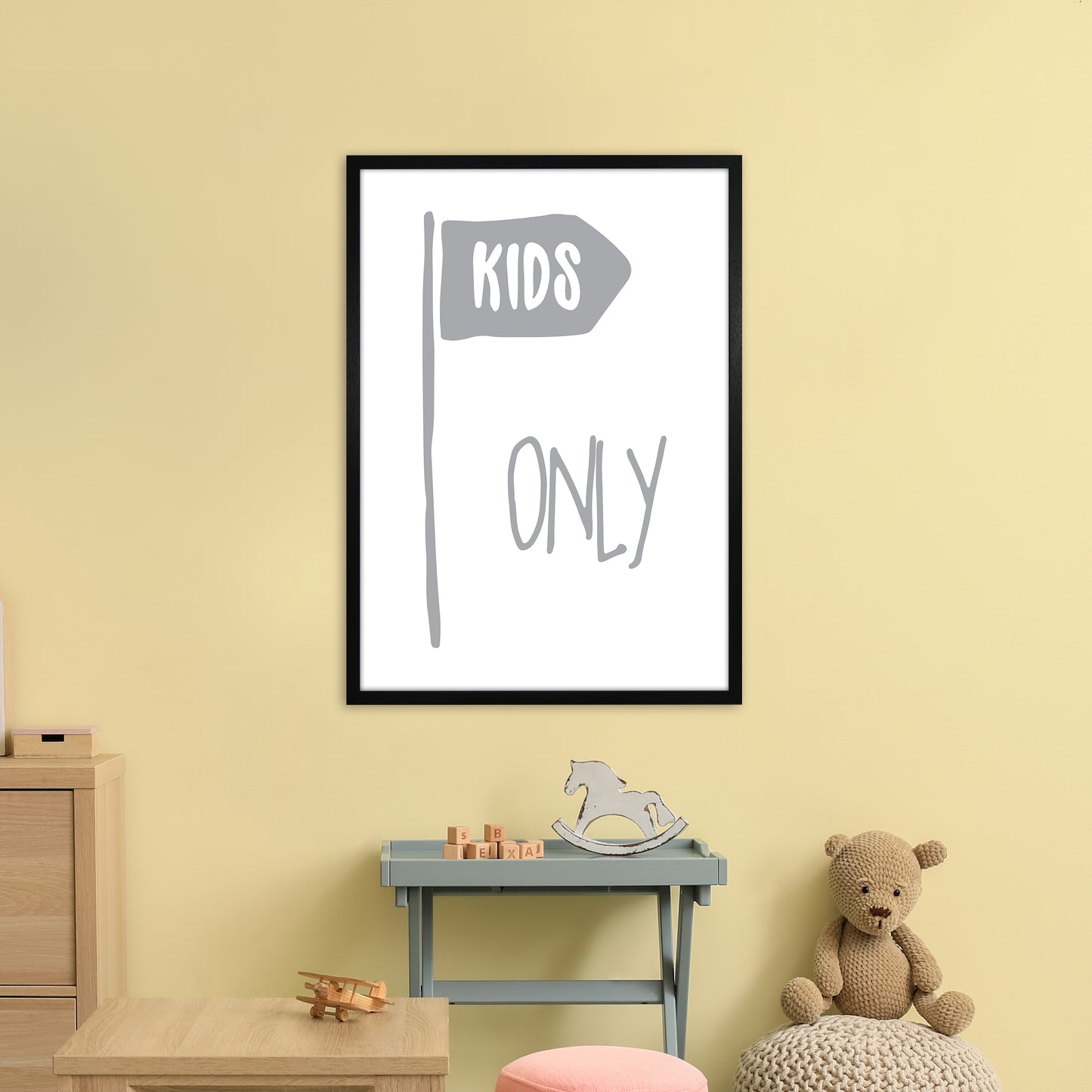 Kids Only Grey Art Print by Pixy Paper A1 White Frame