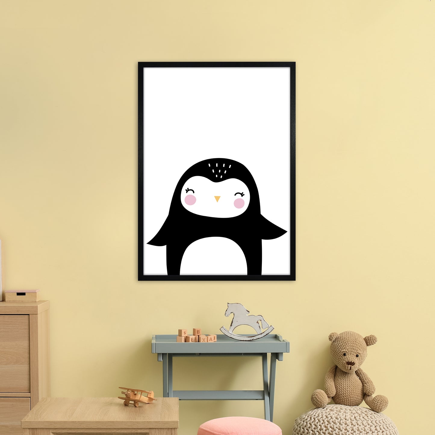 Penguin Art Print by Pixy Paper A1 White Frame