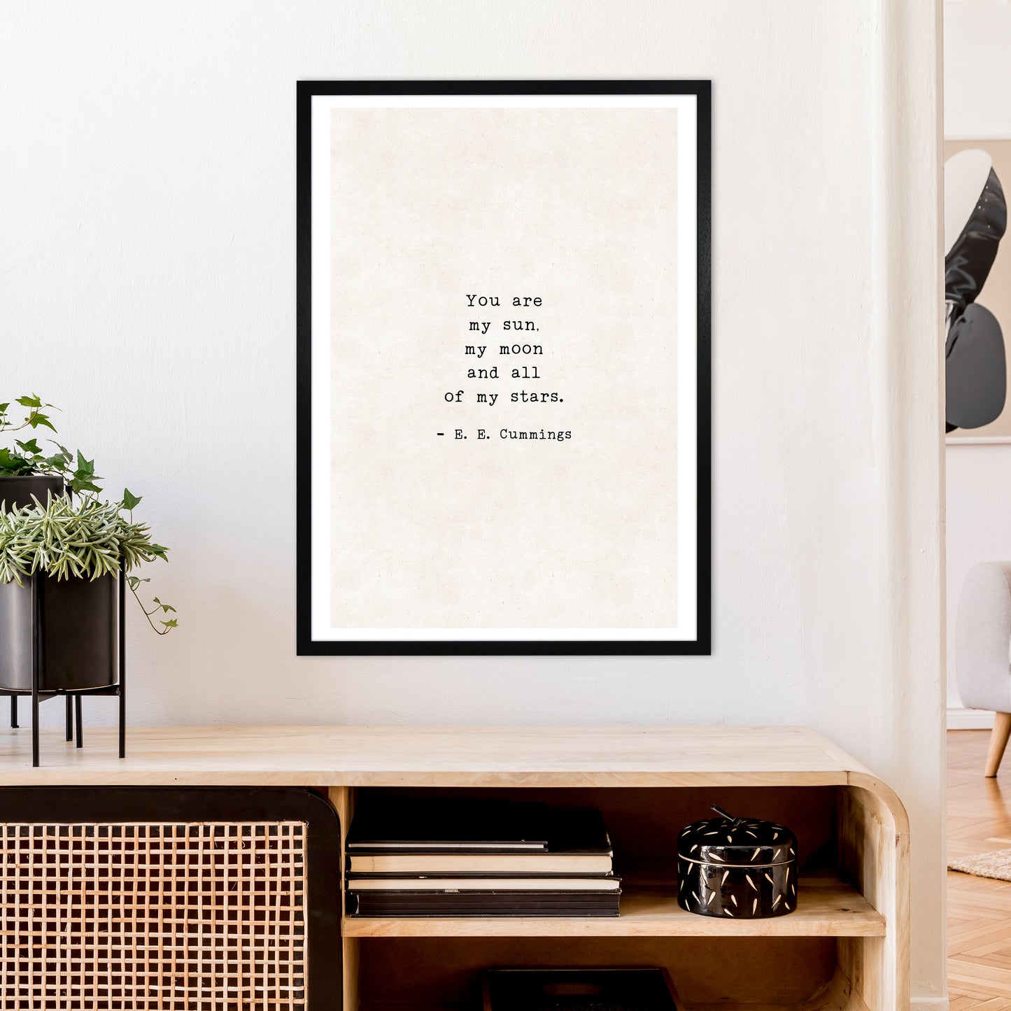 You Are My Sun - Ee Cummings Art Print by Pixy Paper A1 White Frame