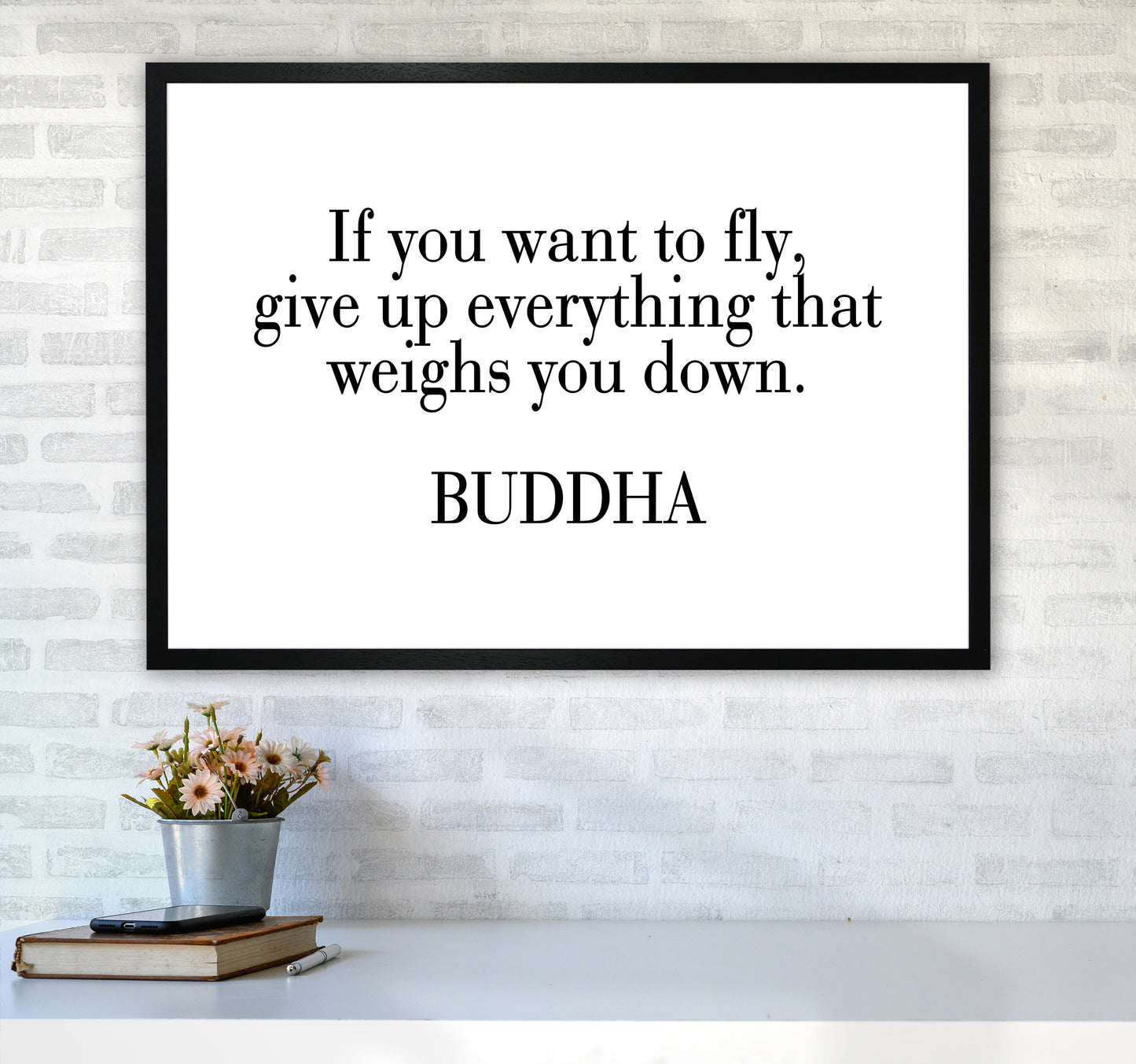 If You Want To Fly - Buddha Art Print by Pixy Paper A1 White Frame