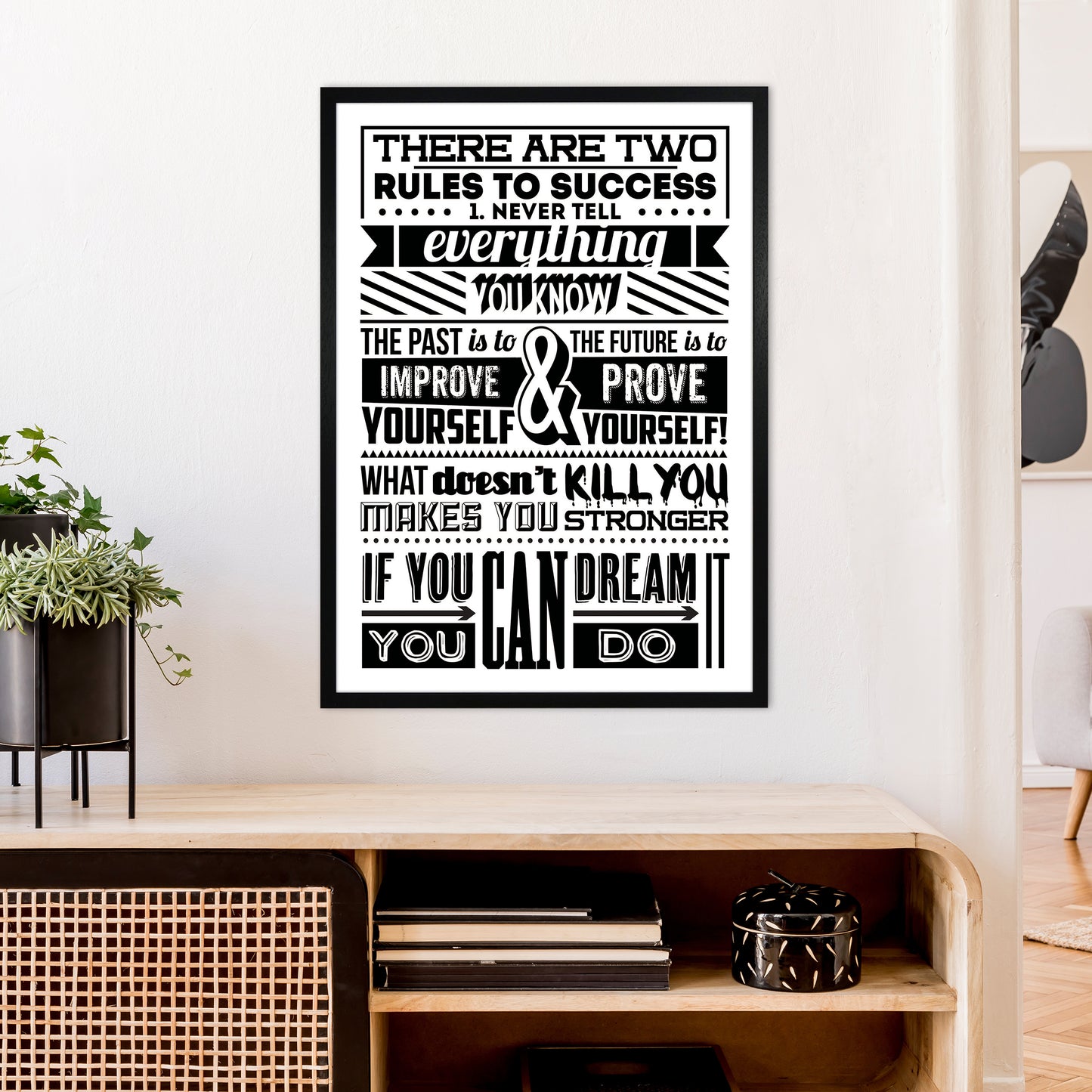 Rules To Success Vintage Art Print by Pixy Paper A1 White Frame