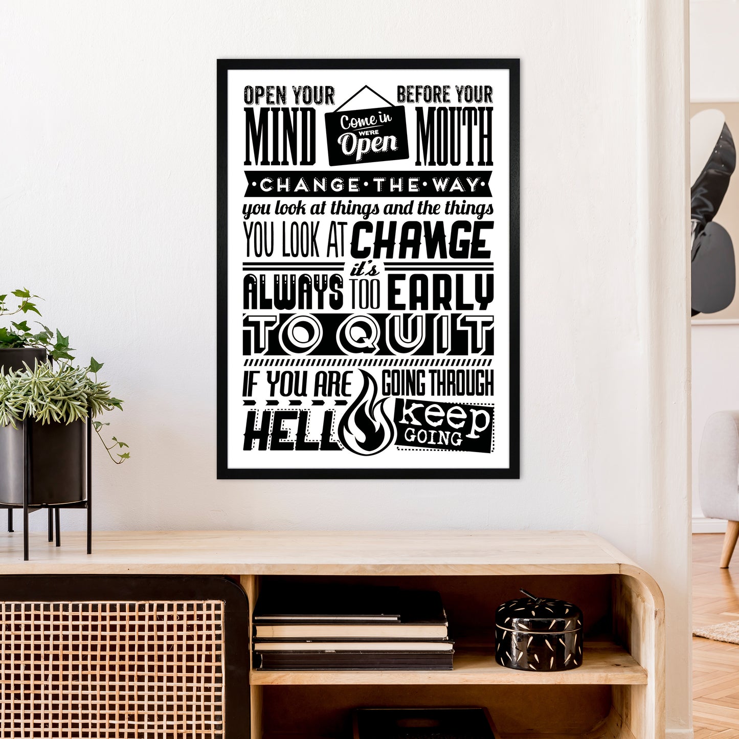 Open Your Mind Vintage Art Print by Pixy Paper A1 White Frame