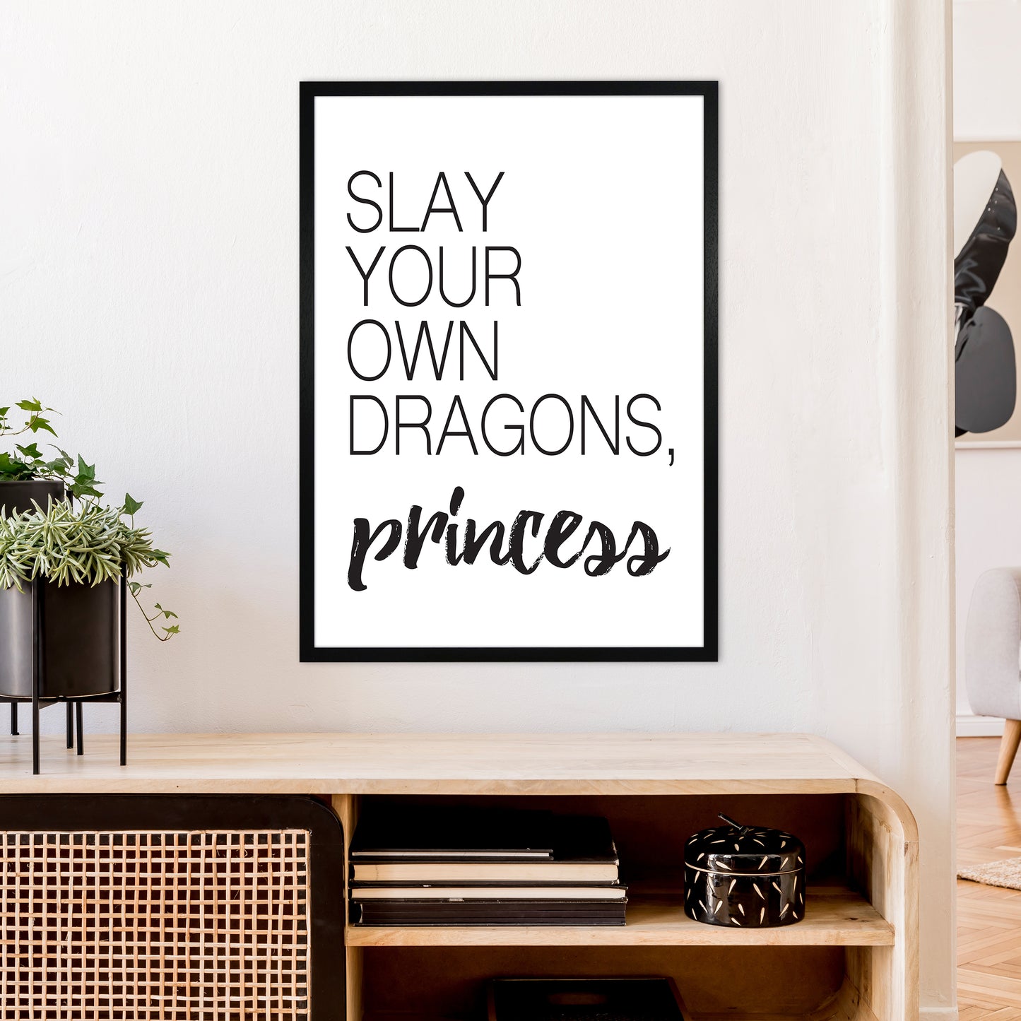 Slay Your Own Dragons Art Print by Pixy Paper A1 White Frame