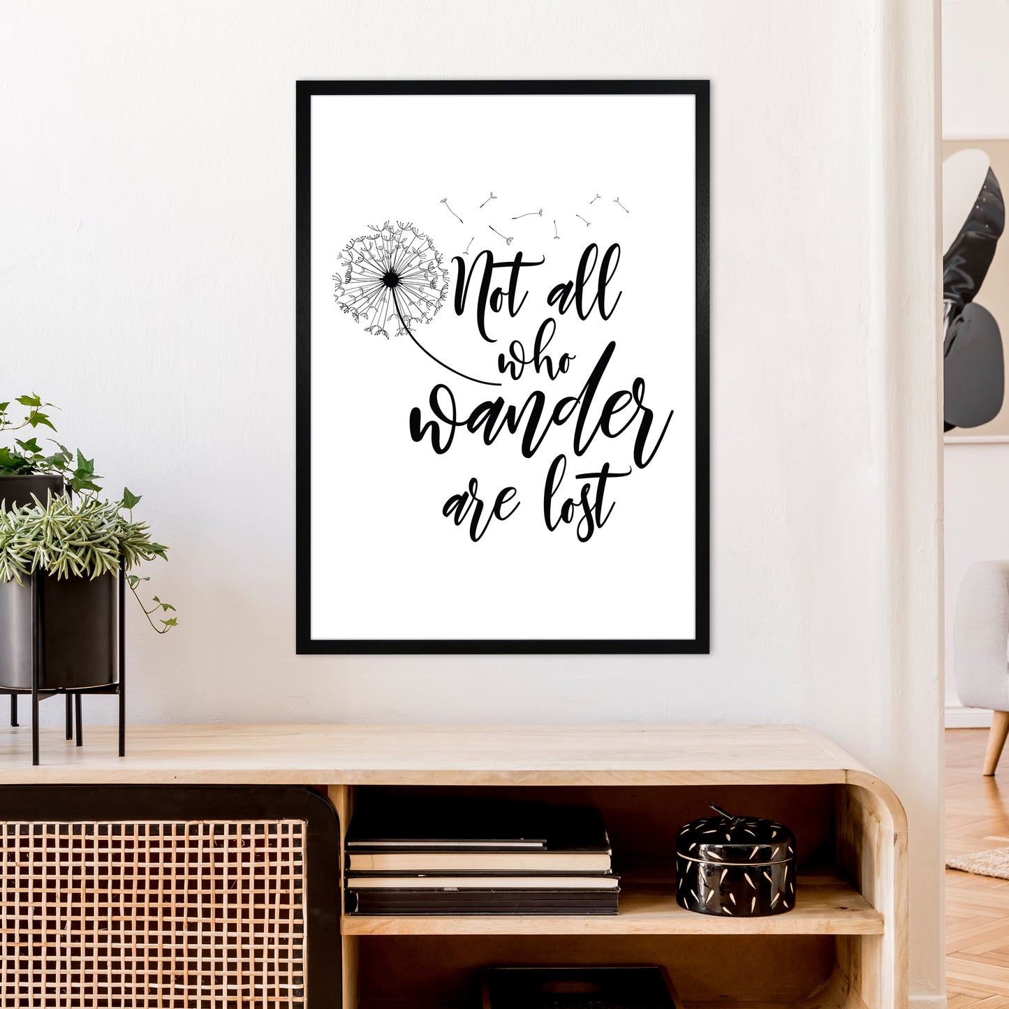 Not All Who Wander Art Print by Pixy Paper A1 White Frame