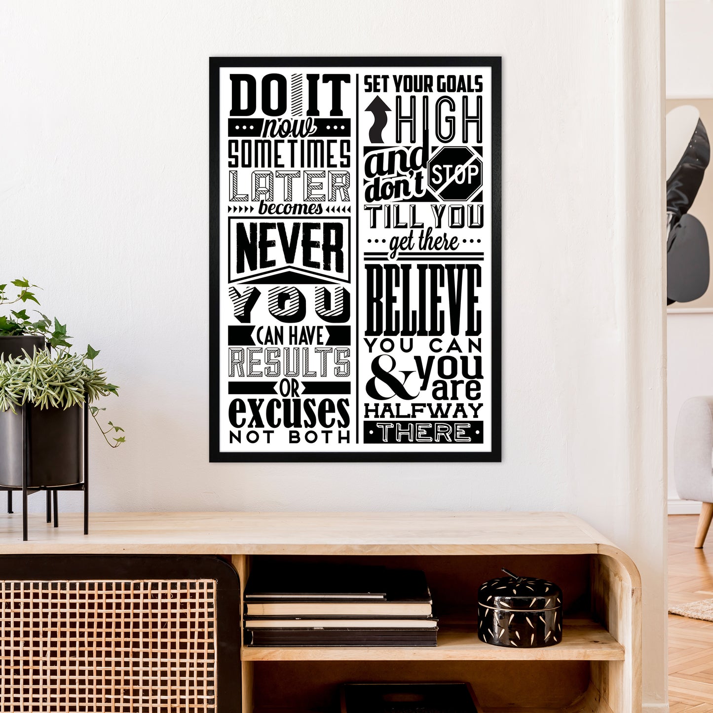 Do It Now Vintage Art Print by Pixy Paper A1 White Frame