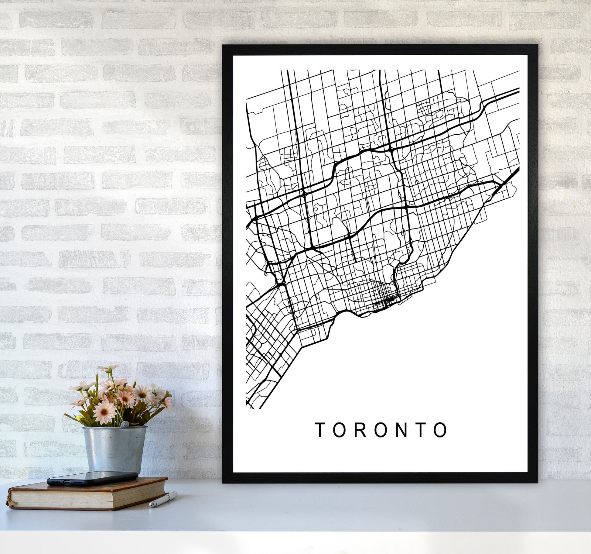 Toronto Map Art Print by Pixy Paper A1 White Frame