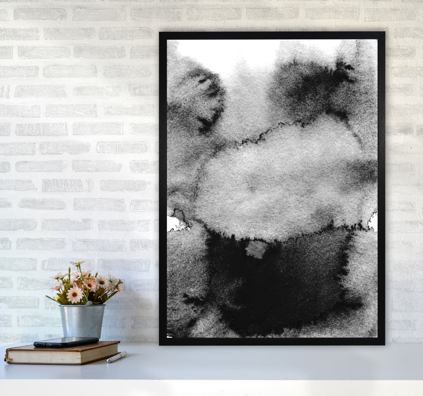 Majestic Monochrome Watercolour 14 Art Print by Pixy Paper A1 White Frame