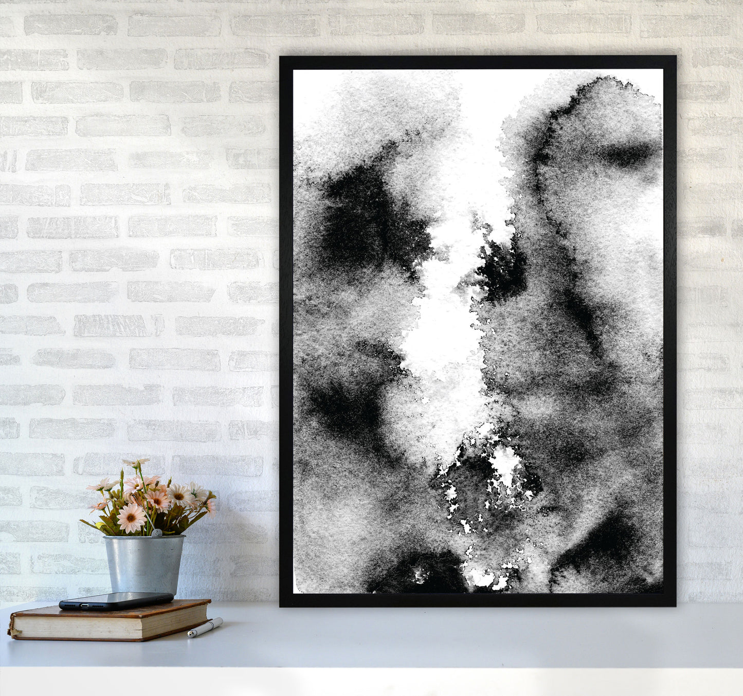 Majestic Monochrome Watercolour 10 Art Print by Pixy Paper A1 White Frame