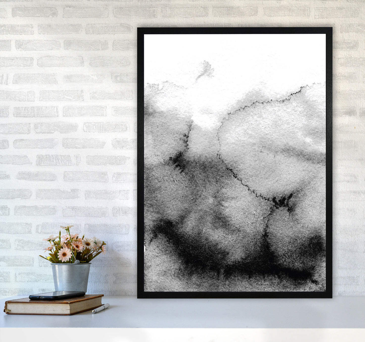 Majestic Monochrome Watercolour 09 Art Print by Pixy Paper A1 White Frame